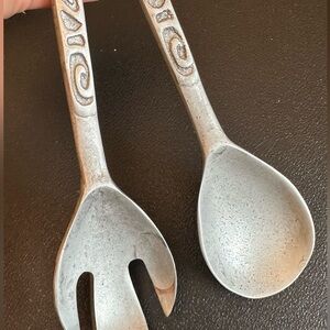 Textured Serving Spoons - Decorative Metal Salad Servers